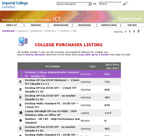 Imperial College PC Shop - Main