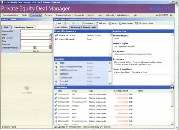 The new 4.0 version of Private Equity Deal Manager includes capabilities for adding post-deal Investment information and collating this information for Portfolio Management